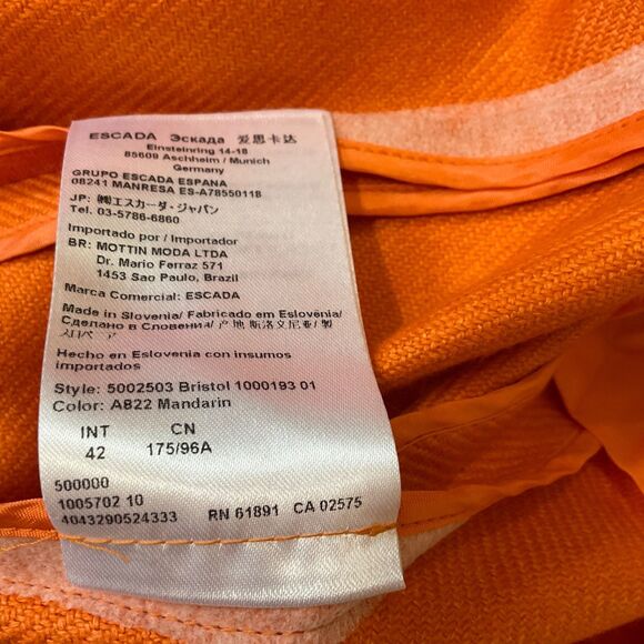 ESCADA Bristol Cashmere & Silk Blend Full Zip Blazer Jacket women’s 42/US sz/ 10 - Picture 6 of 12